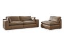 2 Seater Genuine Leather Firm Modular Sofa with Non-skid Legs - Emita